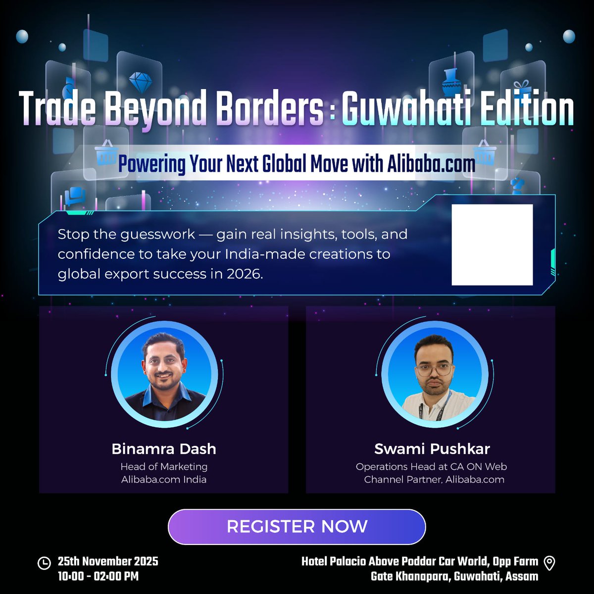 Caonweb_co's tweet image. Join Trade Beyond Borders with experts from @AlibabaGroup  &amp;amp; @Caonweb_co.

Unlock export growth, global buyers &amp;amp; success strategies for 2026!

📅 25 Nov | 📍Hotel Palacio
👉 Register Now- bit.ly/4qZUPRe

#AlibabaGuwahati #CAONWEB #GoGlobalIndia