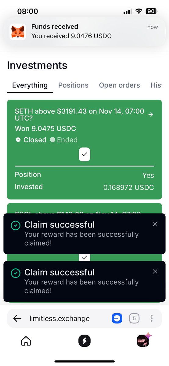 0x500k's tweet image. GM! 
My morning view? Only wins on @trylimitless 🥳 

Ready to Quack Higher for the Limitless community.

Stay Limitless
@wallchain