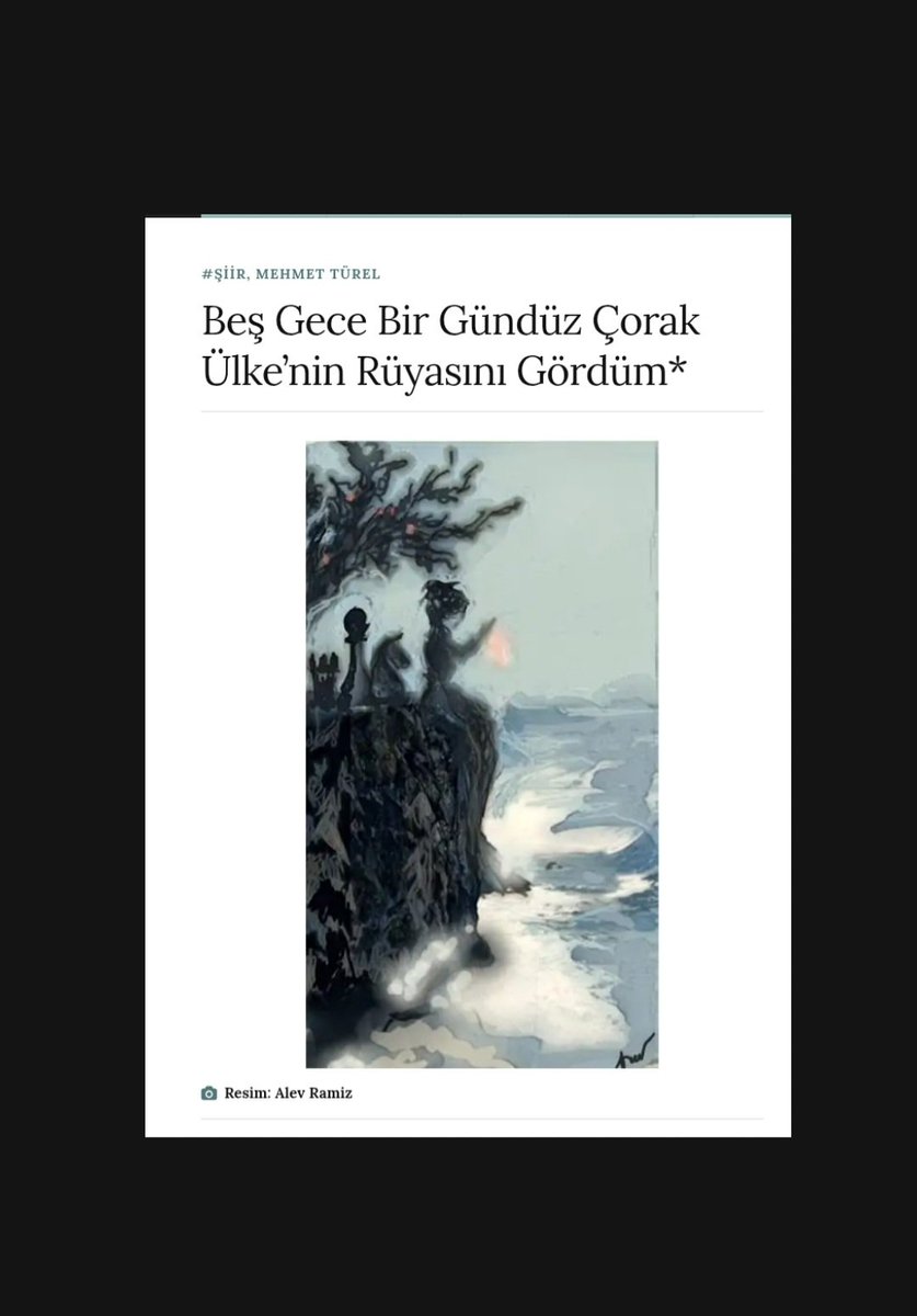 Şiir Cuma'sında Mehmet Türel'in T.S. Eliot’un Çorak Ülke şiiri üzerine bir çeşitleme olarak yazdığı şiirleri var. 
pazartesi14.com/2025/11/14/bes…
#Şiir #şair #çorakülke #tseliot #kuraklık 
Görsel:@alevramiz
