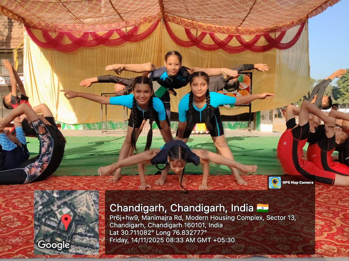 GmsssMhc's tweet photo. Students of @GmsssMhc performed various yoga asanas in assembly under the celebration of 150 years of Vande Mataram. Event showcases the enthusiasm and patriotism of students.
 @SchoolEduChd 
#VandeMataram150 https://t.co/UpFnnbasRf