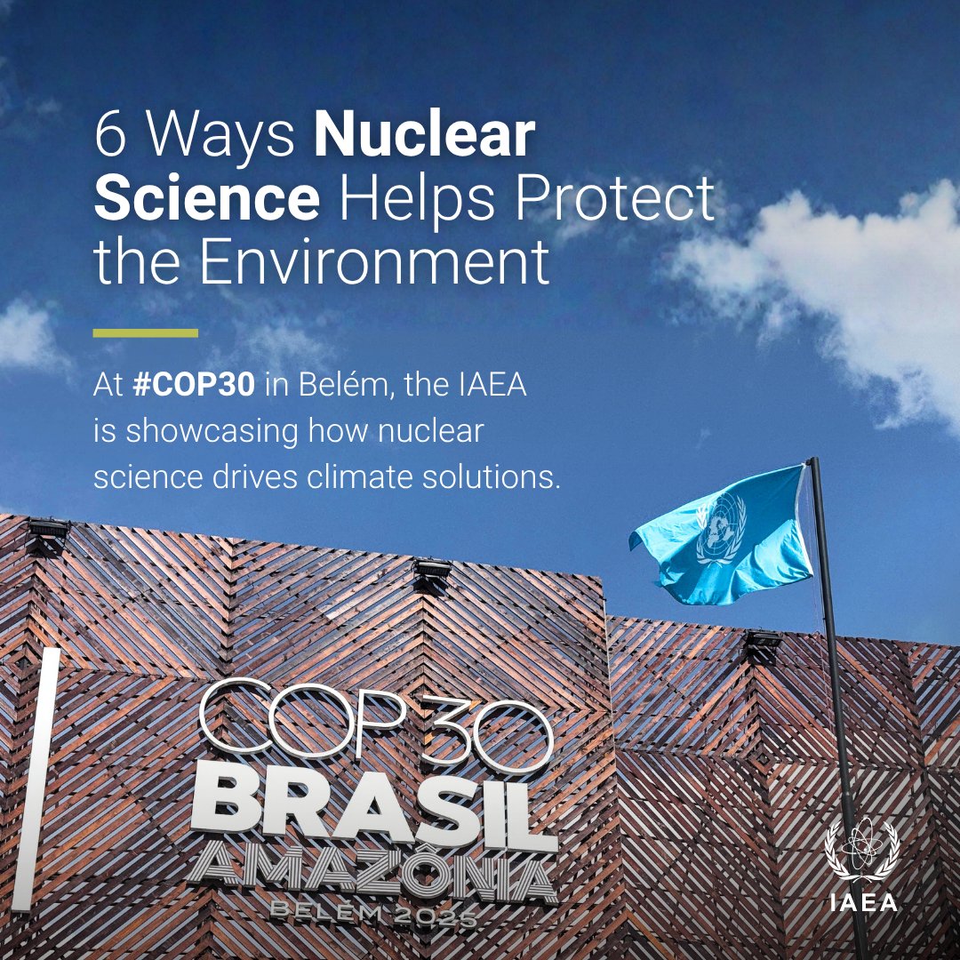iaeaorg's tweet image. From clean energy to climate-smart agriculture — nuclear science is working hard behind the scenes to protect our planet. Dive into the innovations that are helping countries manage their water resources, boost fruit exports and create cleaner industries at the #Atoms4Climate