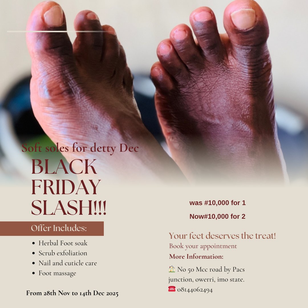 Divinitypearl's tweet image. Upscale my pedicure business. 
I offer pedicure services. 
Located at mcc rood, owerri, imo state.
Come get your feet ready for detty Dec. 
Come and book your slot now!!!