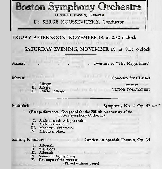 Premiere of Prokofiev's Symphony No. 4 (14 Nov 1930):