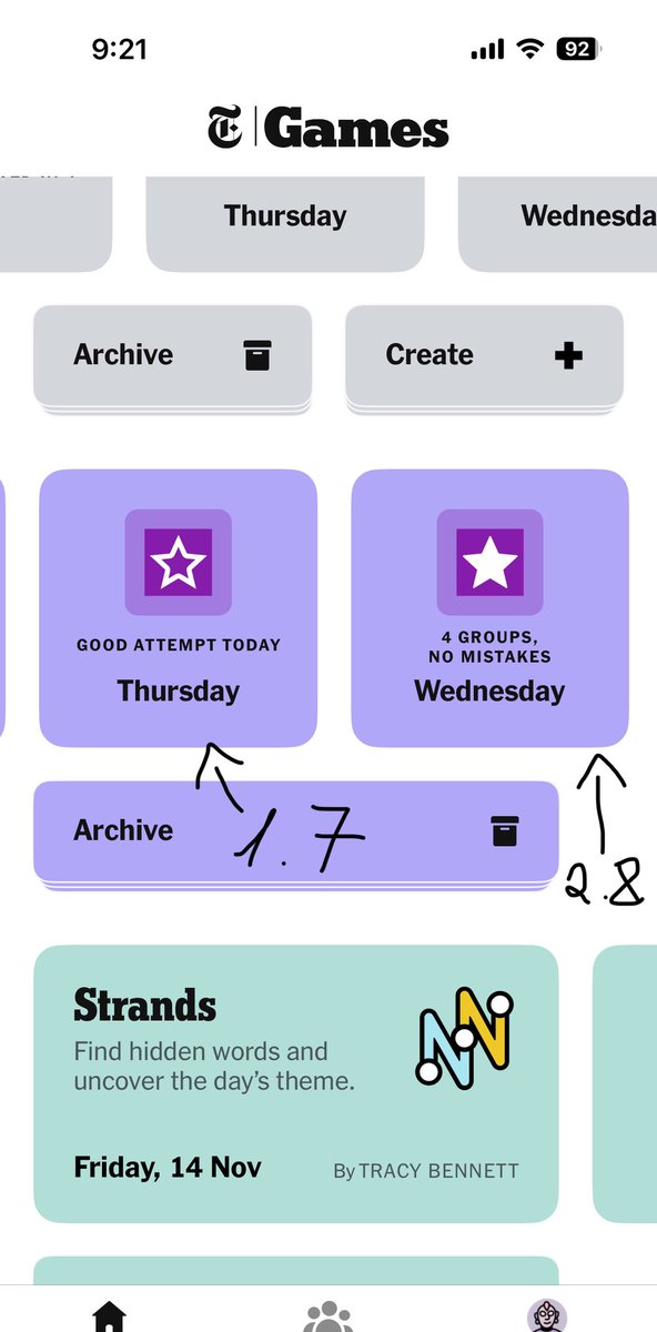 אני לא מבינה איך דירוג הקושי של connections נקבעת. זה אף פעם לא הגיוני!
והם משקרים, אתמול זה לא היה ניסיון יפה, לא פגעתי אפילו בשלישייה בארבעה ניחושים!