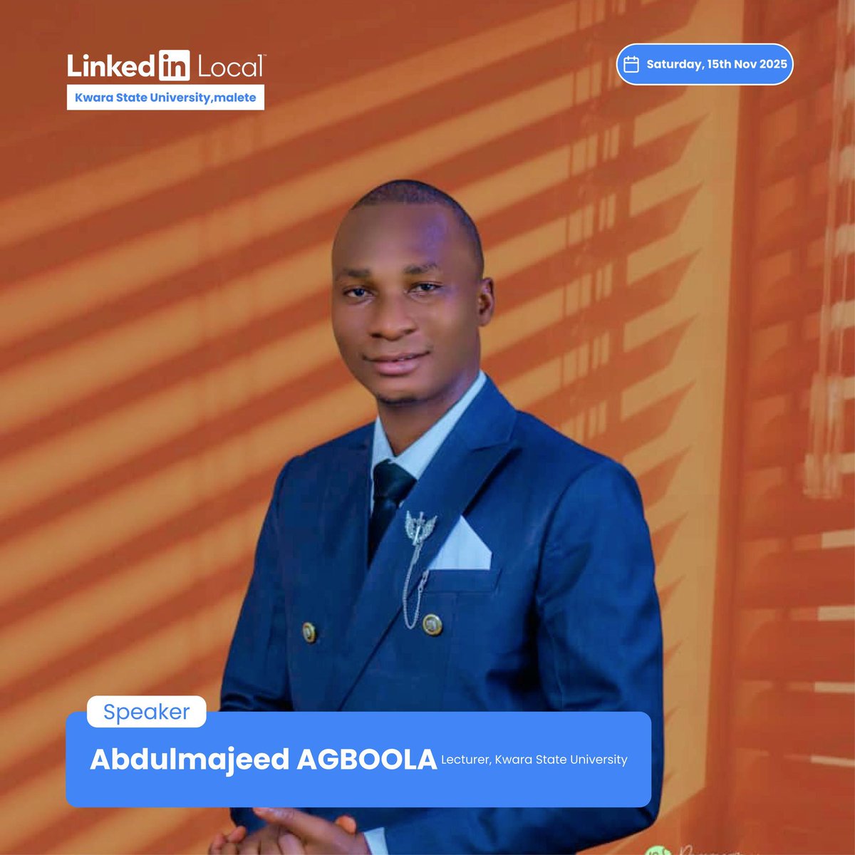 LinkedinLkwasu's tweet image. 🎤 Speaker Spotlight — Mr. Abdulmajeed Agboola
Lecturer, Kwara State University (KWASU)

Experience meets mentorship. Insight fuels growth.

#LinkedInLocalKWASU #CareerStartsNow #KWASU
