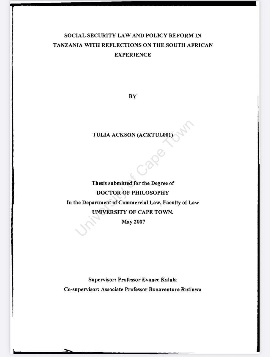 Social Security Law and Policy reform in #Tanzania with reflections on the South African Experience

Doctoral Thesis

2007

Authors

Ackson, Tulia

Permanent link to this Item

hdl.handle.net/11427/4615

— open.uct.ac.za/items/a8dee005…