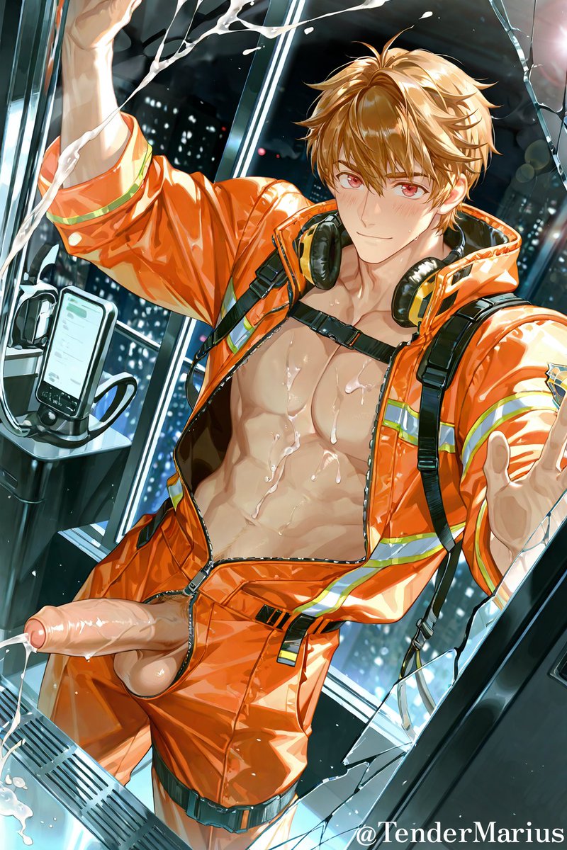 TenderMarius's tweet photo. 消防彦子的火场救援
被救出来的人：“哥哥好帅，好强壮”
（还有人记得这个梗吗）

#AIart #YAOI #yaoiheaven #BL #AIBL部 #BARA #AIイラスト #yaoi https://t.co/qeQM8xbNLV