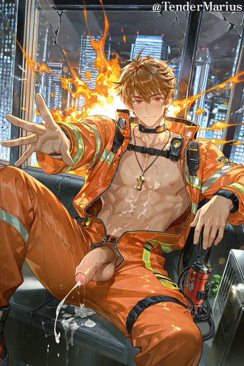 TenderMarius's tweet photo. 消防彦子的火场救援
被救出来的人：“哥哥好帅，好强壮”
（还有人记得这个梗吗）

#AIart #YAOI #yaoiheaven #BL #AIBL部 #BARA #AIイラスト #yaoi https://t.co/qeQM8xbNLV