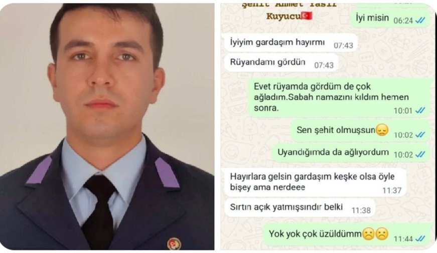 dilekuralll's tweet photo. Gürcistan'da düşen askeri uçakta hayatını kaybeden Ahmet Yasir Kuyucu'nun kardeşi ile mesajlaşması.. 
Rüyalar bize gelecekten haberler verir.. 
Ancak herkes haberci rüya göremez ve her rüya da haberci olmaz.. 
Ruhu huzurda uyusun.. https://t.co/2qwnRfx8o3