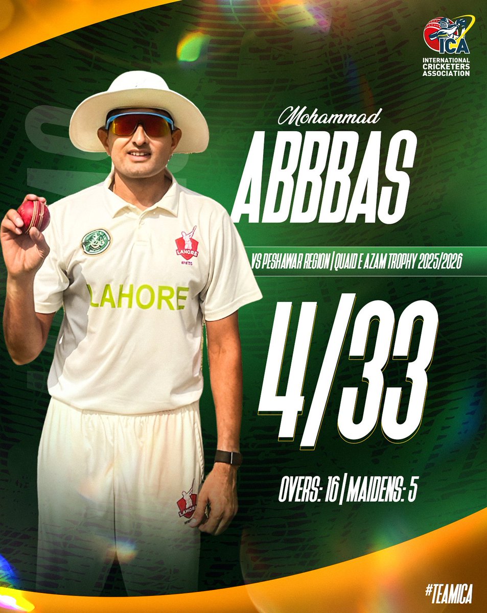 ICAssociation's tweet image. With his 4/33, @RealMAbbas226 now has 14 wickets in his last two FC matches. He continues his series of good performances 🔥

#PakistanCricket #MohammadAbbas #Cricket