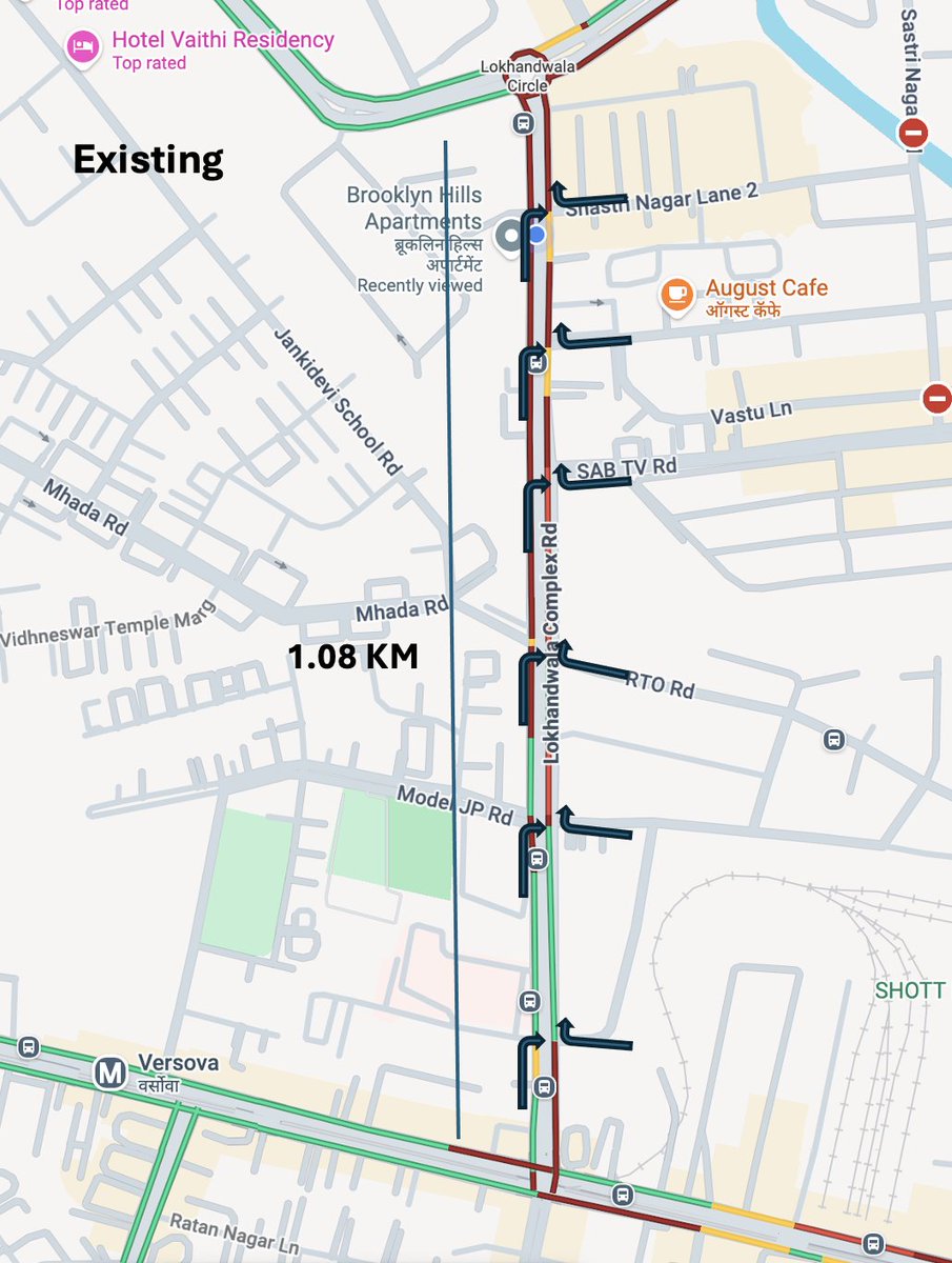 Raghav2807's tweet photo. @MTPHereToHelp @RoadsOfMumbai @mybmcwardKW 
1/2 Recommendation to ease traffic on a busy road in Andheri West. A 1km stretch has 6 intersections, and traffic clogs at each. Close all the intersections and open one intersection for u-turn in the middle https://t.co/MrQKzgyFBi