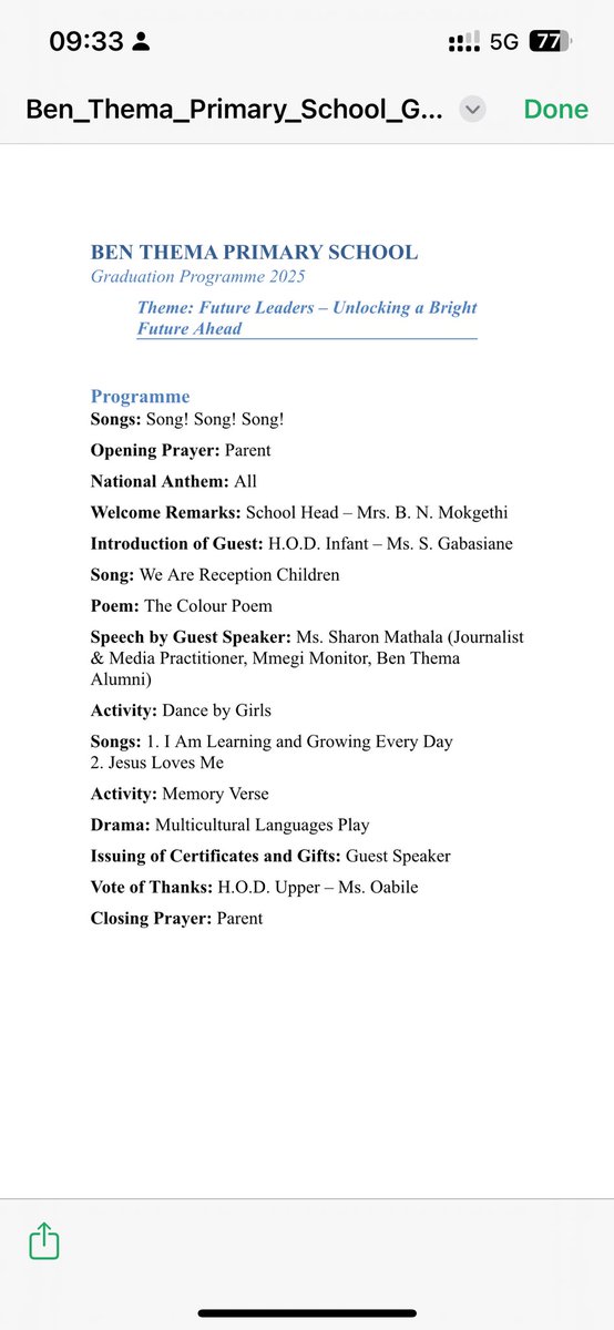 I am back at my primary school , this time as guest speaker for the graduating class of 2025, under the theme unlocking a bright future ahead .