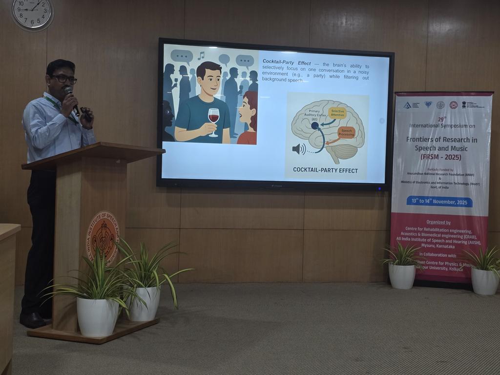 Presented our research at FRSM 2025!
Findings show how speech–music competition reveals hidden attention-network disruptions in ADHD and Broca’s aphasia.
Towards better diagnostic and therapeutic strategies.<a href="/DrUttamKumarLab/">Brain and Behaviour Lab</a>
#Neuroimaging #Attention <a href="/KalpanaDhanik/">Kalpana Dhanik</a> <a href="/himanshurp1/">Himanshu Pandey🧠👨‍💻</a>