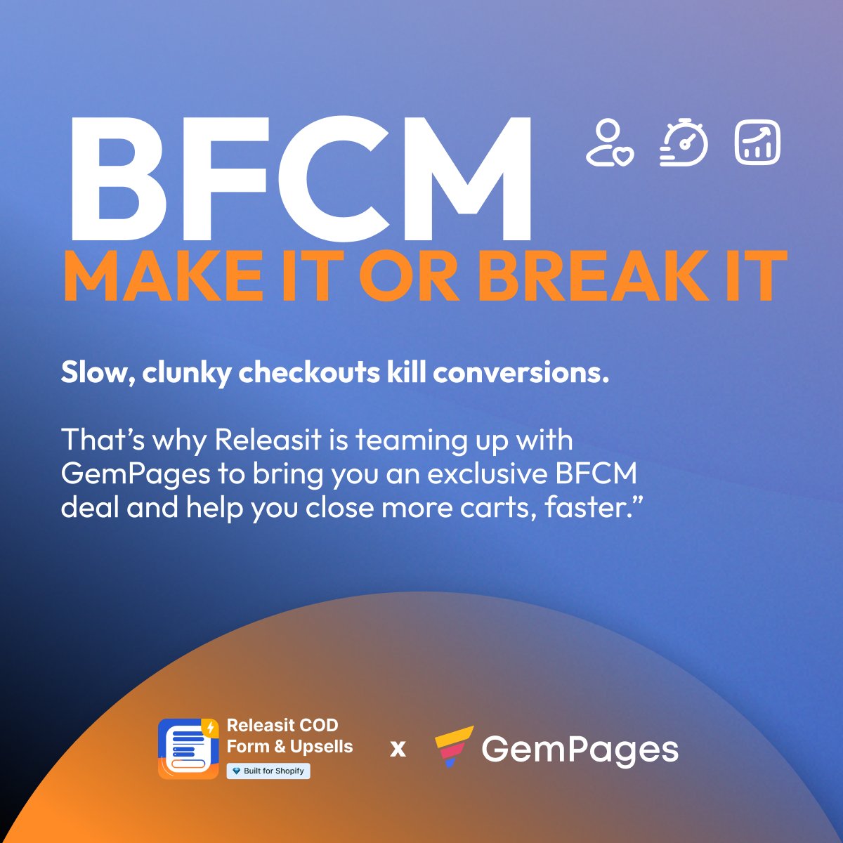 gempages's tweet image. 🚀@releasitapps COD Form &amp;amp; Upsells x GemPages
Your High-Converting BFCM Toolkit is Here

BFCM is a make-or-break moment for many merchants — and slow, clunky checkouts are guaranteed conversion killers.

That’s why Releasit has teamed up with GemPages to help you close more carts…
