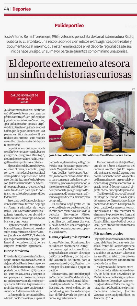 La presentación de 'Memorias en verde, blanco y negro', en la edición en papel de <a href="/EPExtremadura/">El Periódico Extremadura</a>.

Nos vemos HOY, a las 20:00, en la Librería La Selva Dentro. ENTRADA LIBRE.