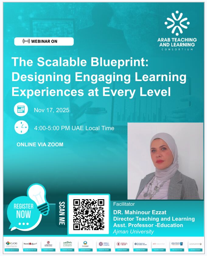 CLI_CKS's tweet image. Don’t miss the next session of The Arab Consortium for Teaching and Learning (ACTLC Shared)—this time facilitated by our colleagues from Ajman University (UAE)!
For registration visit: ac-tlc.org/events-main/th…

#ACTLC #TeachingAndLearning #HigherEducation #CLICKS
