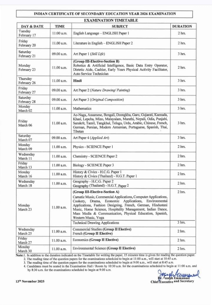 Schoolsindia's tweet image. 📚✨ ICSE Class 10 Exam 2026 Date Sheet is Out! ✨📚
It’s time to gear up, plan smart, and give your best shot! 💪
Stay focused and believe in your hard work — success is yours! 🌟
#ICSE #Class10 #BoardExams2026 #StudySmart #FutureReady