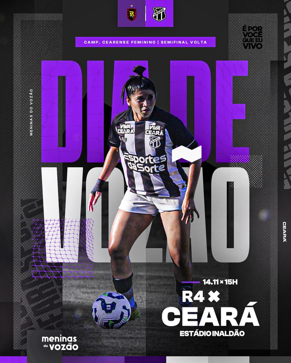 DIA DE DECISÃO NO CEARENSE! 🔥🏁    

Hoje (14), as Meninas do Vozão decidem a classificação para a final do Campeonato Cearense às 15h, no Estádio Inaldão. A primeira partida terminou com vitória alvinegra pelo placar de 2 a 1.

📺 Transmissão: O POVO

Vamos buscar essa