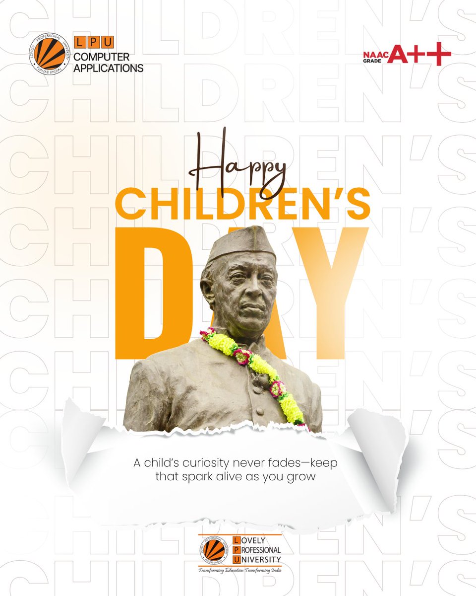 LPUComputerApp's tweet image. Keep the child within you alive—always learning, always dreaming.
Happy Children’s Day!