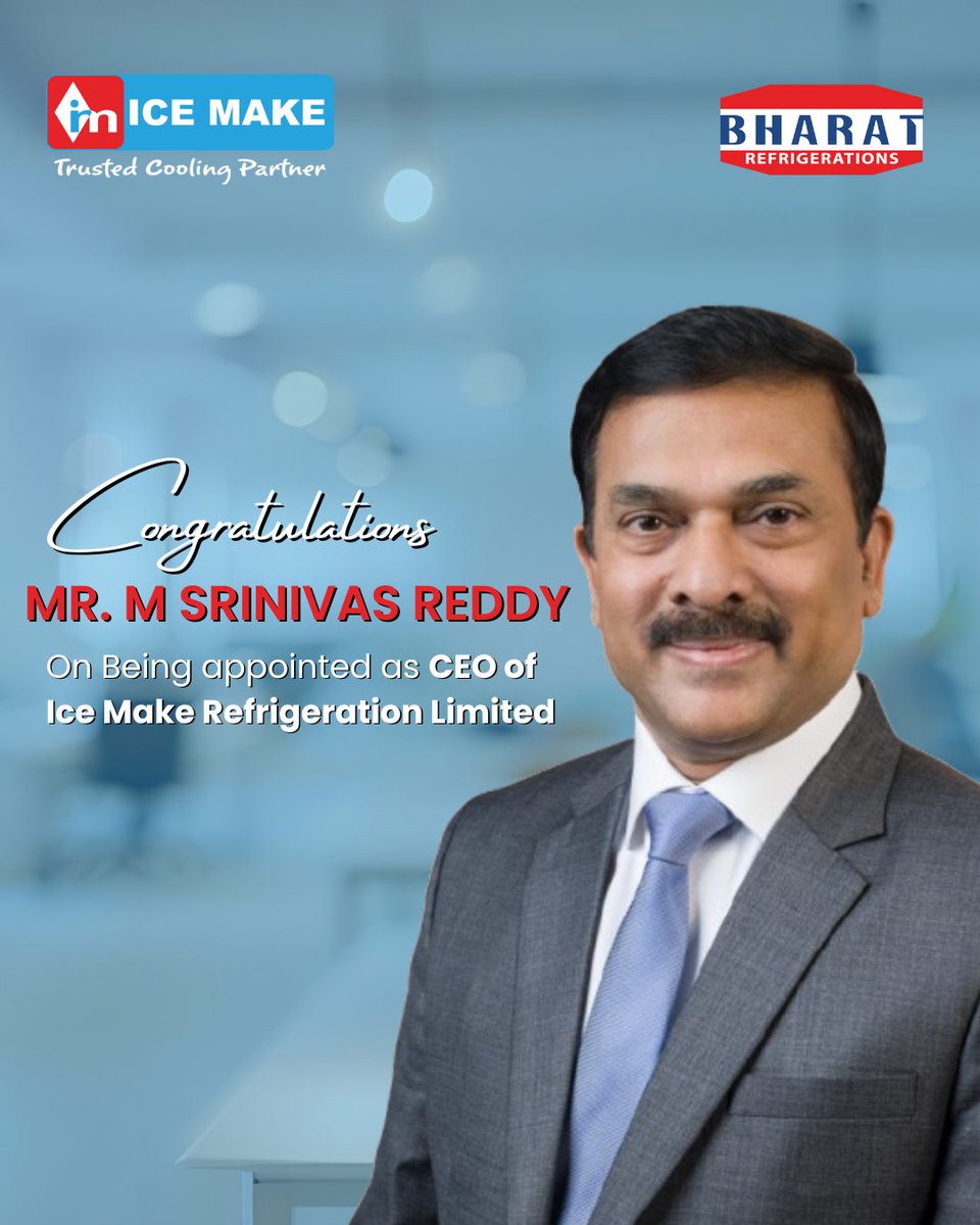 IceMakeRef's tweet image. A New Chapter of Leadership Begins at Ice Make! 🌟

We are proud to welcome Mr. M Srinivas Reddy as the new CEO of Ice Make Refrigeration Ltd.

#IceMake #Leadership #NewCEO #CoolingSolutions #RefrigerationIndustry #GrowthJourney #IceMakeRefrigeration #InnovationInCooling