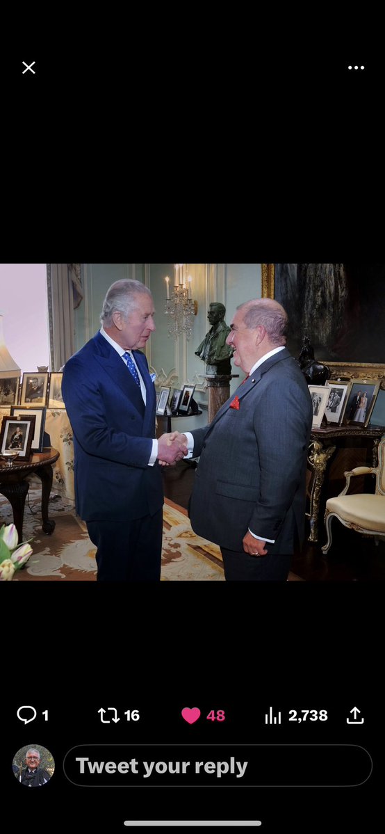 andrewlsja's tweet image. A very happy birthday to His Majesty The King, Soverign Head of the Most Venerable Order of the Hospital of St John of Jerusalem 
@stjohnambulance @RoyalFamily 
#ProFide #ProUtilitateHominum
Picture of His Majesty with the Lord Prior of @StJohnINTL Prof Mark Compton AM GCStJ