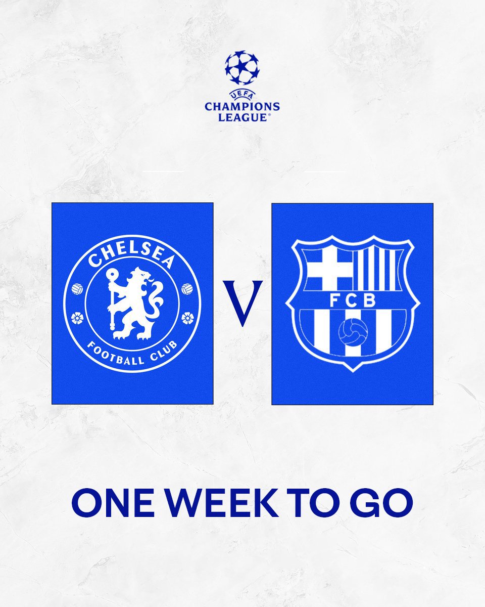 ChelseaFC's tweet image. The Blues host Barcelona in exactly one week’s time. ✨