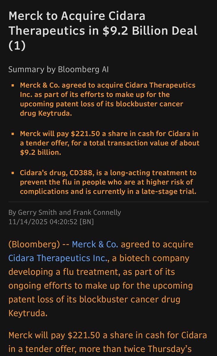 $LQDA another day, another major drug company announcing a sizable acquisition. The path to growth and shareholder return is very much via the acquisition of blockbuster drugs.