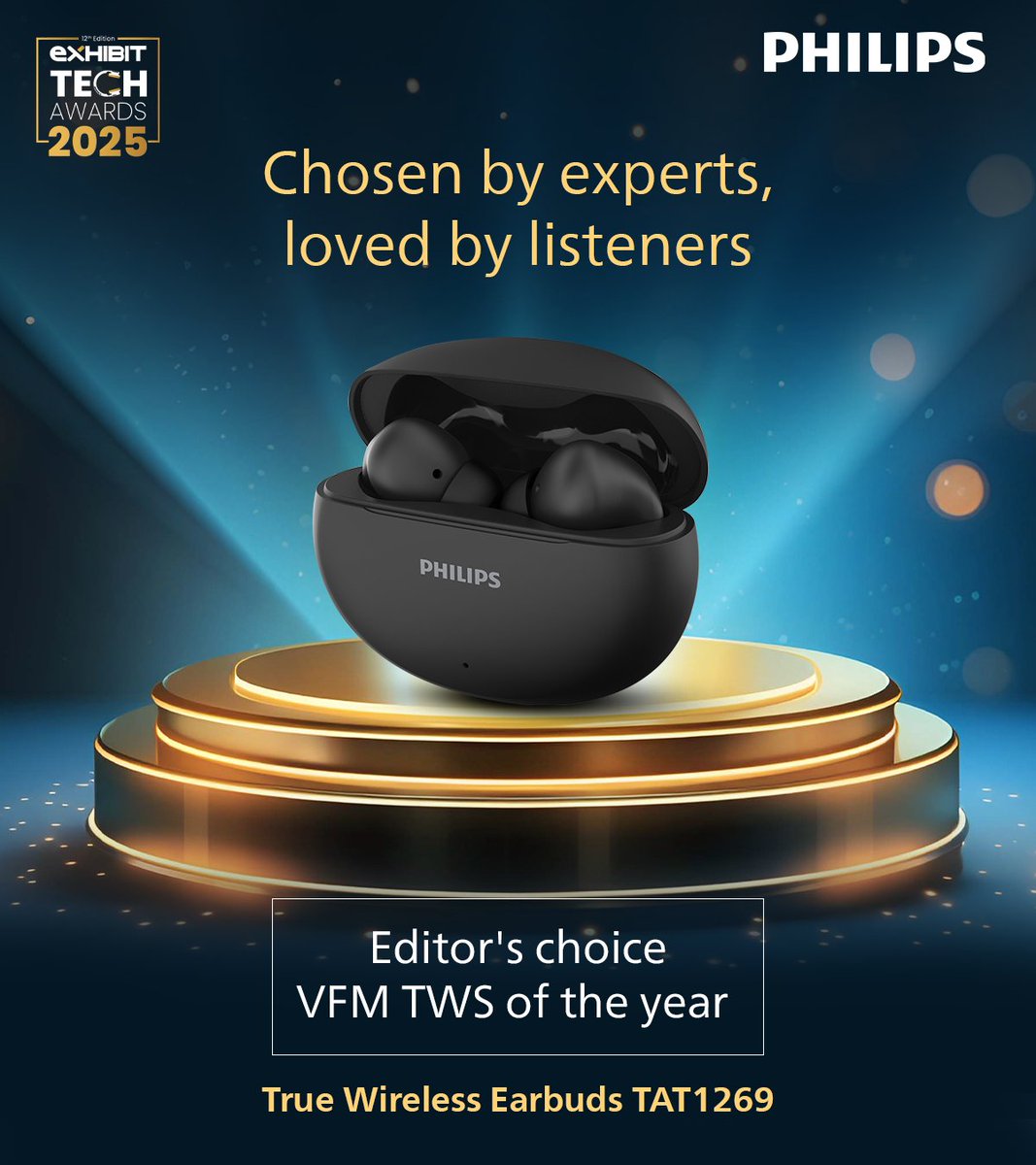 Chosen by experts. Loved by listeners.
Proud to celebrate TAT1269 as the Value for Money TWS of the Year at the Exhibit Tech Awards 2025.
.
Amazon: bit.ly/3VaayP7
Flipkart: bit.ly/3VEDsqO
.
#PhilipsAudio #PhilipsEarbuds #Smallisthenewloud #ExhibitTechAwards