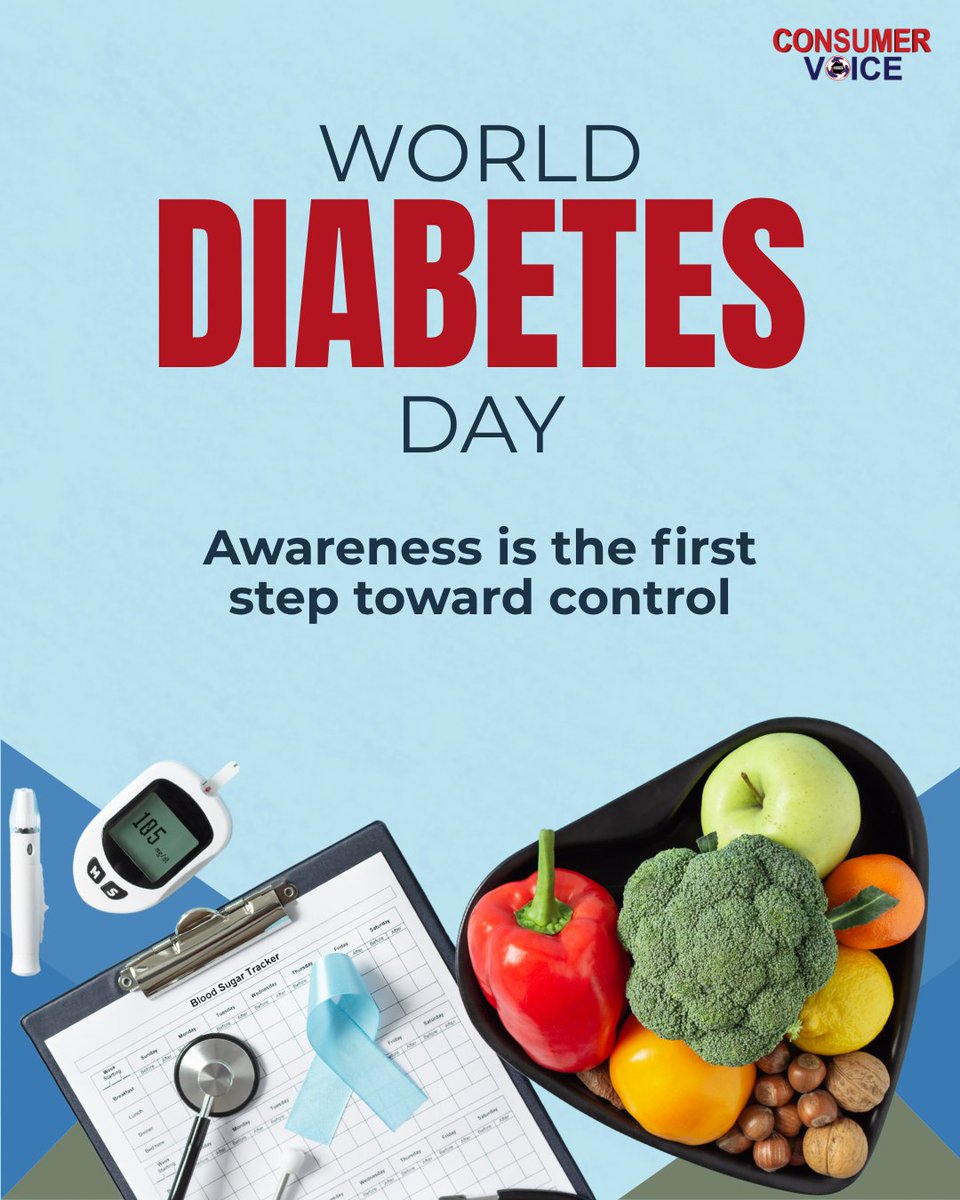 ConsumerVoiceIn's tweet image. Regular monitoring, balanced meals, and physical activity help people with diabetes live healthier, fuller lives. On #WorldDiabetesDay pledge to stay away from HFSS foods for a diabetes free life!

#HealthyIndia #Diabetes #FoodLabels #HSSF #WarningLabels 
@fssaiindia