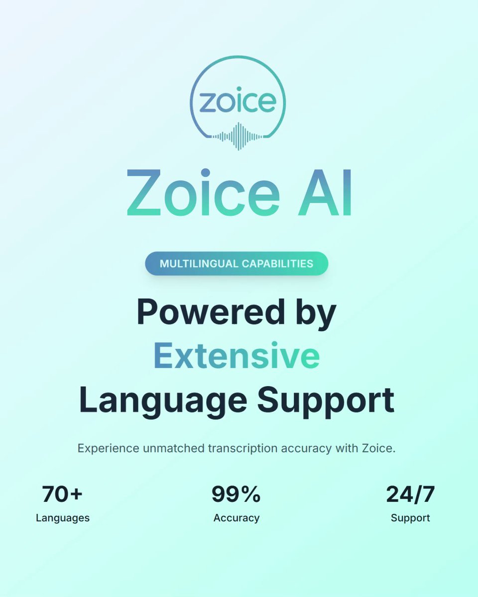 zoiceai's tweet image. Zoice AI supports 70+ languages — no more communication barriers with your customers.
Better communication = better satisfaction.
#ZoiceAI #multilingualAI #customer #businessgrowth