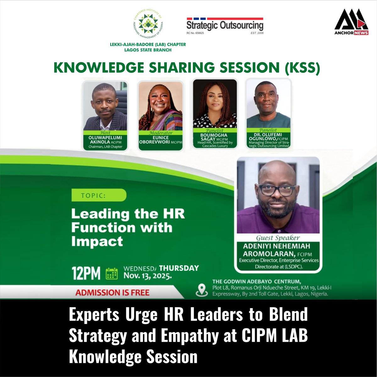 AnchorNG's tweet image. Experts Urge HR Leaders to Blend Strategy and Empathy at CIPM LAB Knowledge Session

Please check the link below for more details
anchornews.ng/experts-urge-h…

#hrexperts #cipm #humanresourcemanagement #hrprofessionals #anchornews