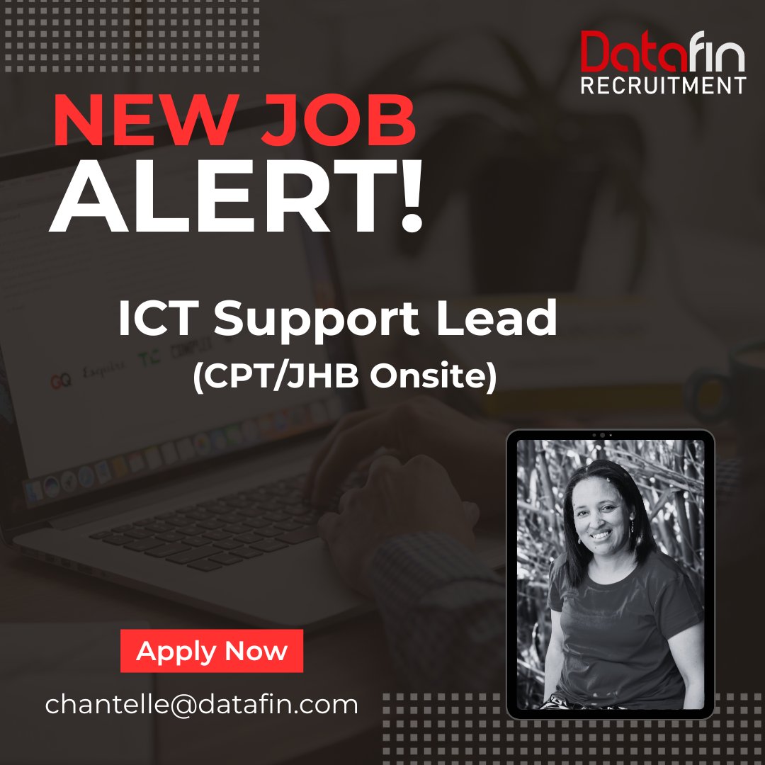 DatafinSA's tweet image. A dynamic provider of innovative Software &amp;amp; Systems Solutions is looking for an ICT Support Lead who will be responsible for leading and coordinating a team of ICT Support Technicians. 

Apply here - datafin.com/job/ict-suppor…

#ictsupportlead #datafinrecruitment