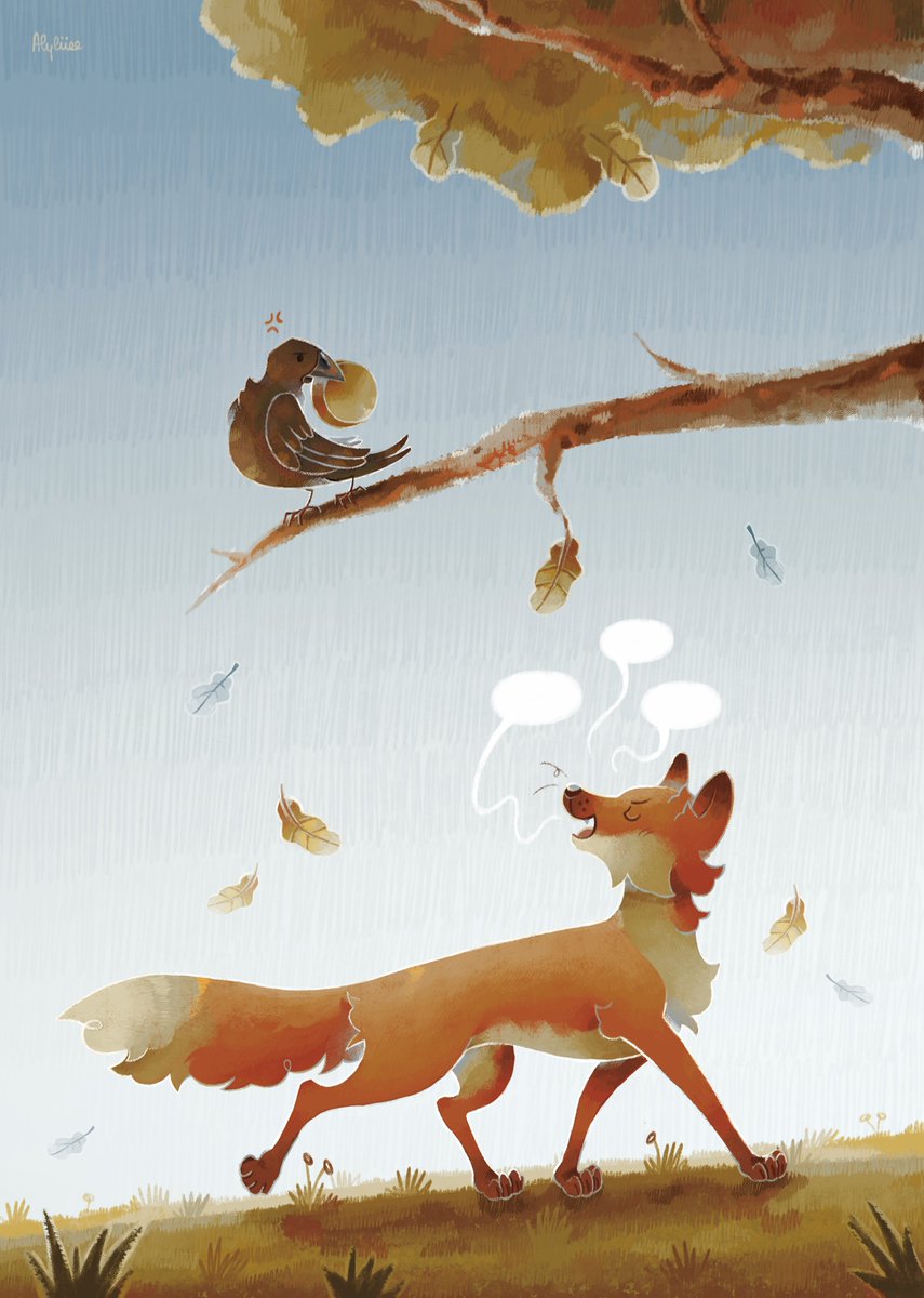 🦊🍂🐦‍⬛
Here's an illustration I've made for my 1st convention ever !! 

I will slowy get back to using Twitter after a long break.... I think.