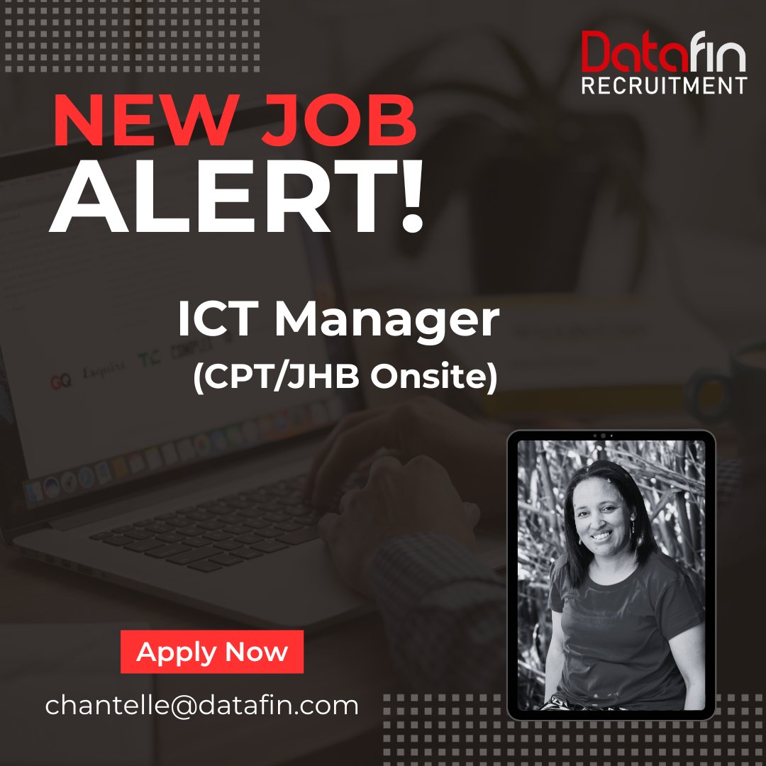 DatafinSA's tweet image. OVERSEE the maintenance of the internal IT infrastructure, across all regions in South Africa and Namibia of a dynamic provider of innovative Software &amp;amp; Systems Solutions as its next ICT Manager.

Apply here - datafin.com/job/ict-manage…

#ictmanager #datafinrecruitment