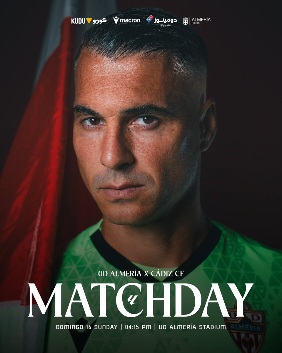 𝐌𝐚𝐭𝐜𝐡𝐝𝐚𝐲

⚔️ Let's keep defending our fort!

🆚 <a href="/Cadiz_CF/">Cádiz Club de Fútbol</a>.
⌚️ 4:15 p.m.
🏟 UD Almería Stadium.

#VamosAlmería 🔴⚪️