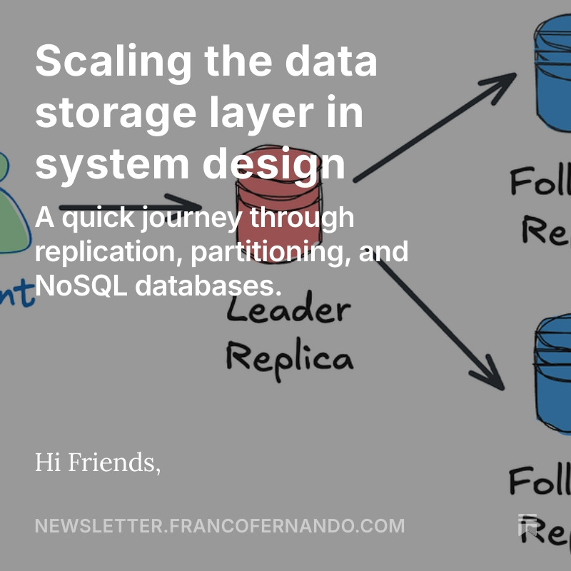 EngPolymathic's tweet image. The 148th issue of the Polymathic Engineer is out.

This week we talk about ho to scale the data storage layer in system design:

- replication
- partitioning
- No SQL databases

Read it here:

newsletter.francofernando.com/p/scaling-the-…