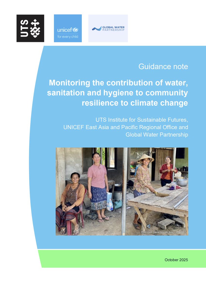 💧 #COP30: "Monitoring the contribution of #water, sanitation and hygiene to community resilience to climate change" launched at session by <a href="/UNICEF/">UNICEF</a>, <a href="/UTSEngage/">UTS</a>, <a href="/sanwatforall/">Sanitation and Water for All</a>, &amp; GWP. 

🖥️ Watch live 👉 bit.ly/4oCV0QT

Explore Guidance note👉 bit.ly/4ova7vV