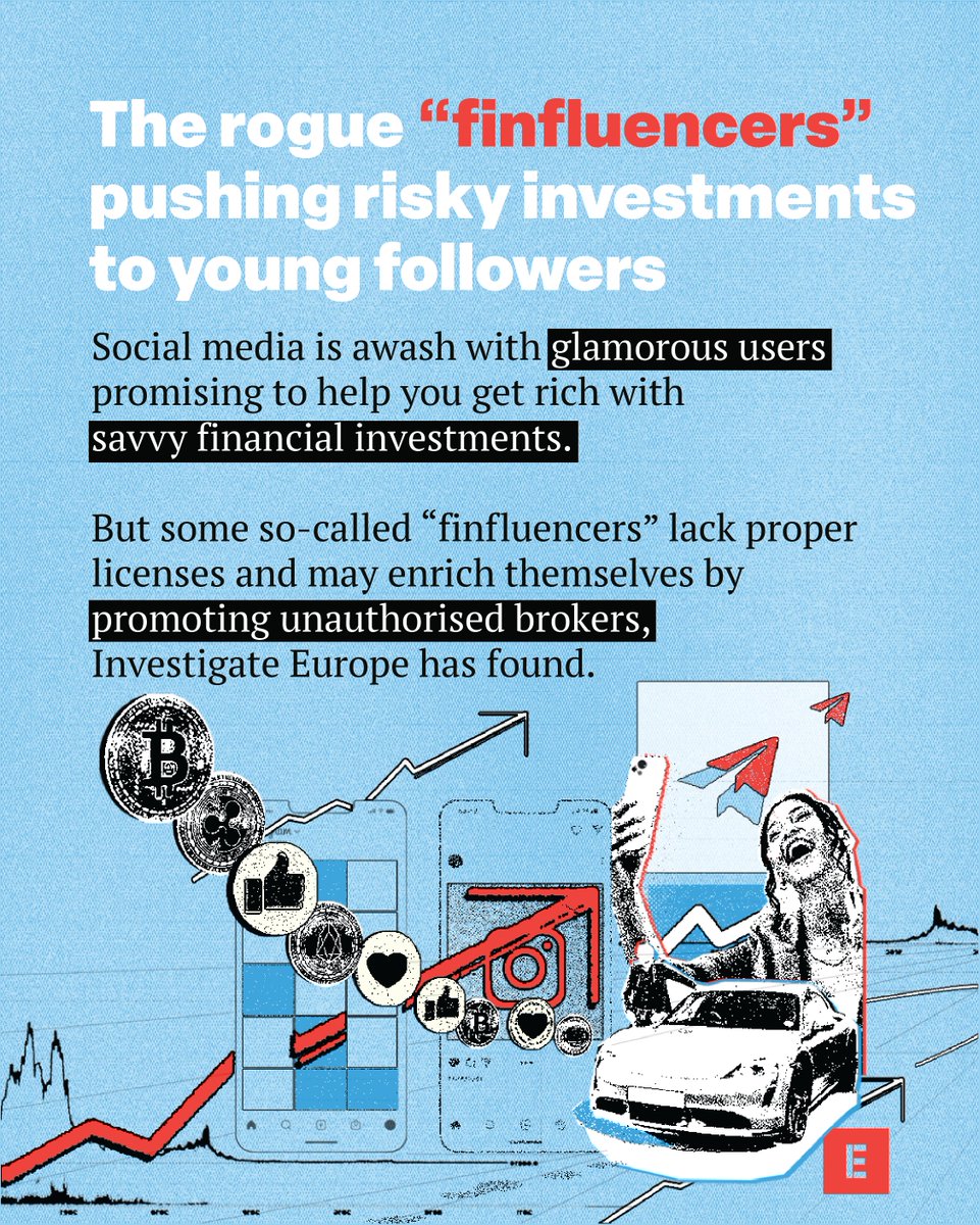 investigate_eu's tweet photo. Social media is full of so-called financial influencers promising quick wealth. Our new article details how they may profit from leading their audience to unregulated investment firms. Young people are particularly exposed: https://t.co/qzAlkbH0t3 https://t.co/WzAgCARx8H