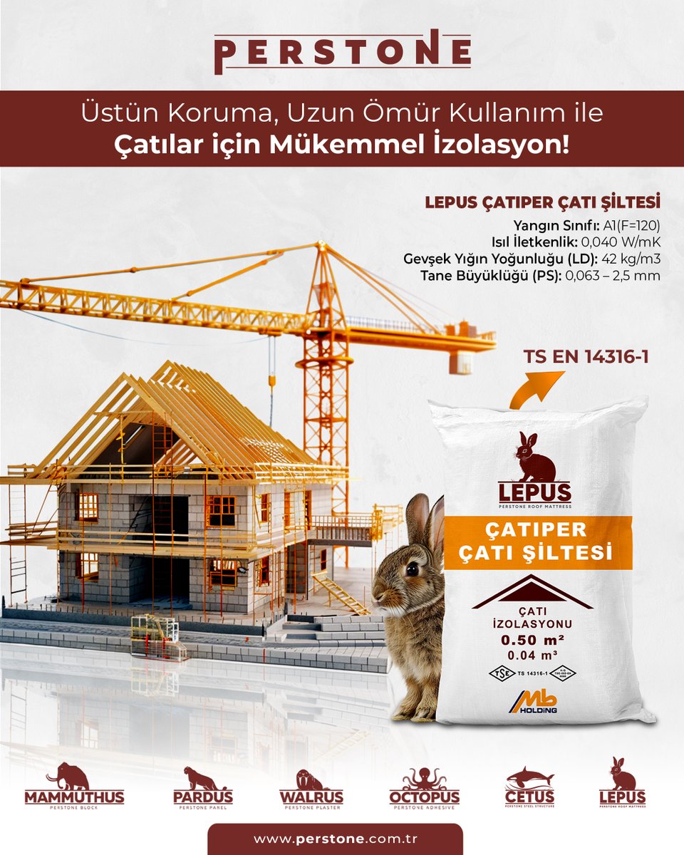 Perlit esaslı Walrus Ekoper Sıva-Şap; A1 yangın dayanımı, düşük ısıl iletkenliği ve hafif yapısı sayesinde yapılara yüksek ısı yalıtımı ve güvenli kullanım sunar

#perstone #inper #yalıtım #perlit #yalıtımmalzemesi #yalıtımmalzemeleri #yalıtımsıvası #yalıtımmalzemesi