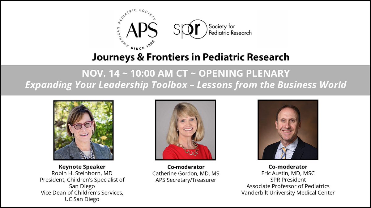 AmerPedSociety's tweet image. It&apos;s not too late to register for the APS SPR Journeys Opening Plenary TODAY, Nov. 14, at 10:00 AM CT. Dr. Robin Steinhorn will be presenting.

Registration Open to All: ow.ly/ILf750X9Glp