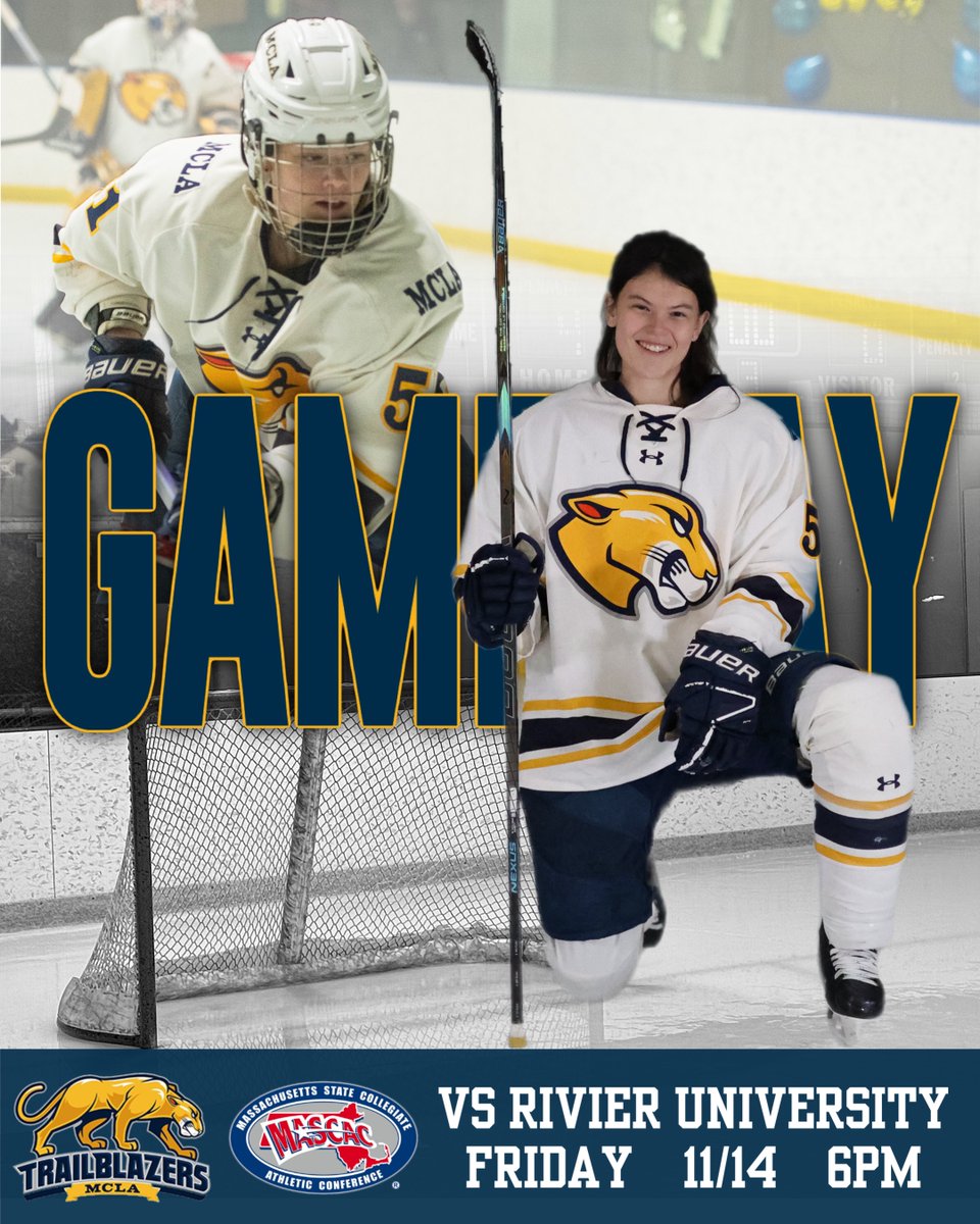 GAME DAY!
Women’s Ice Hockey is hosting Rivier University to take on the Raiders today at 6 p.m. at the Peter W. Foote Vietnam Veterans Memorial Rink.

Video: athletics.mcla.edu/links/inm9mt
Live Stats: athletics.mcla.edu/sports/wice/20…