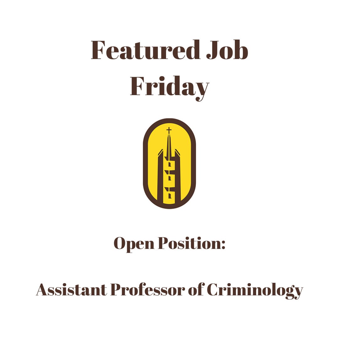 SBU Featured Job Friday #HigherEdJobs

Assistant Professor of Criminology | The role includes teaching, advising, research, and partnership development, with a PhD in criminology or a related field. Position begins Fall 2026.

Click the link to apply! &gt; ow.ly/jtNq50XqJMM
