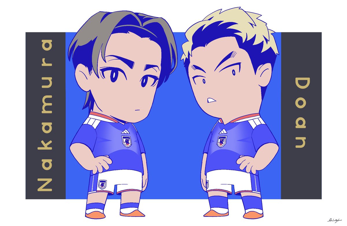 「どうぞ! #中村敬斗 #堂安律 #SAMURAIBLUE #サッカー日本代表」|FCさえきのイラスト