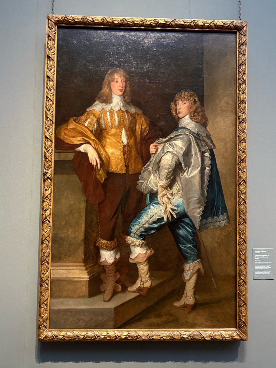 My best friend, Melika Hick, is at the National Gallery and she knows what I like! She took some snaps and here are two beautiful, tragic lads: Lord John Stuart and his brother, Lord Bernard Stuart. Both killed in the English Civil War. Painted by Antony van Dyck.