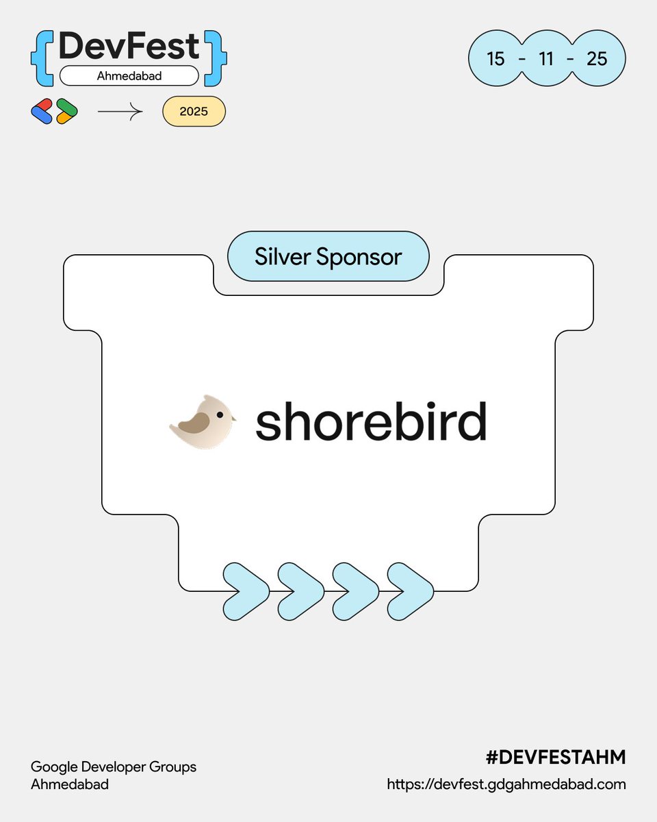 GDGAhmedabad's tweet image. Thrilled to have @shorebirddev as the Silver Sponsor for GDG DevFest Ahmedabad 2025! 💙⚡

Empowering developers with world-class mobile tooling.

#DevFestAhm #Shorebird #FlutterCommunity