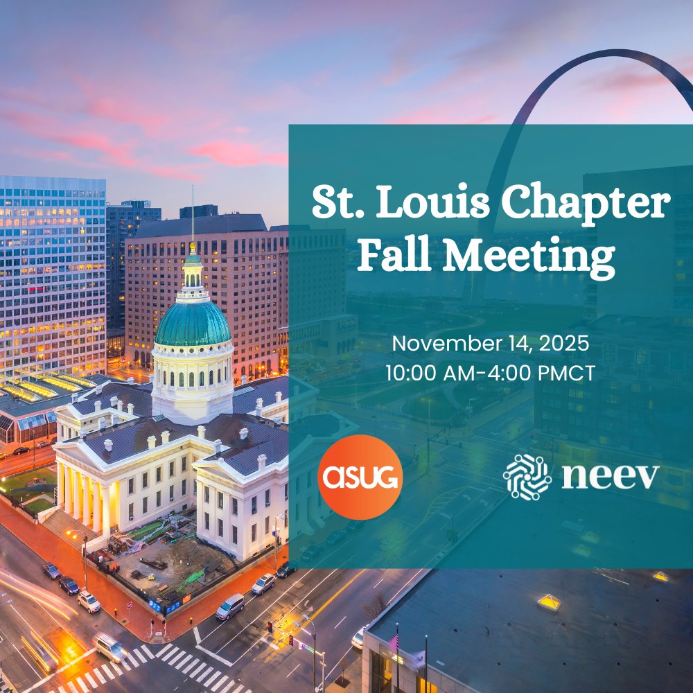 NeevData's tweet image. 🚨 We’re speaking today at ASUG St. Louis! 🚨
Our Session: The Road to S/4HANA with Archiving and AI
Discover how organizations are accelerating their move to SAP S/4HANA by combining proven archiving strategies with the emerging power of AI.