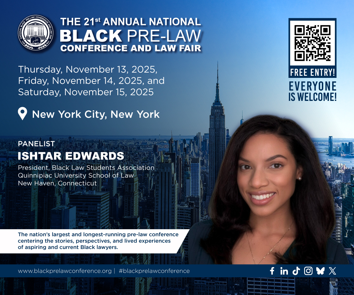 blackprelawconf's tweet image. ✨ PANELIST  SPOTLIGHT✨ 

Meet Ishtar Edwards — J.D. Candidate and former U.S. Small Business Administration Paralegal Specialist — joining us as a Panelist at #NBPLC2025!

📍 Join us Nov 13–15 in NYU School of Law!
 🔗 bit.ly/3H7fCQK

#NBPLC2025 #PreLaw