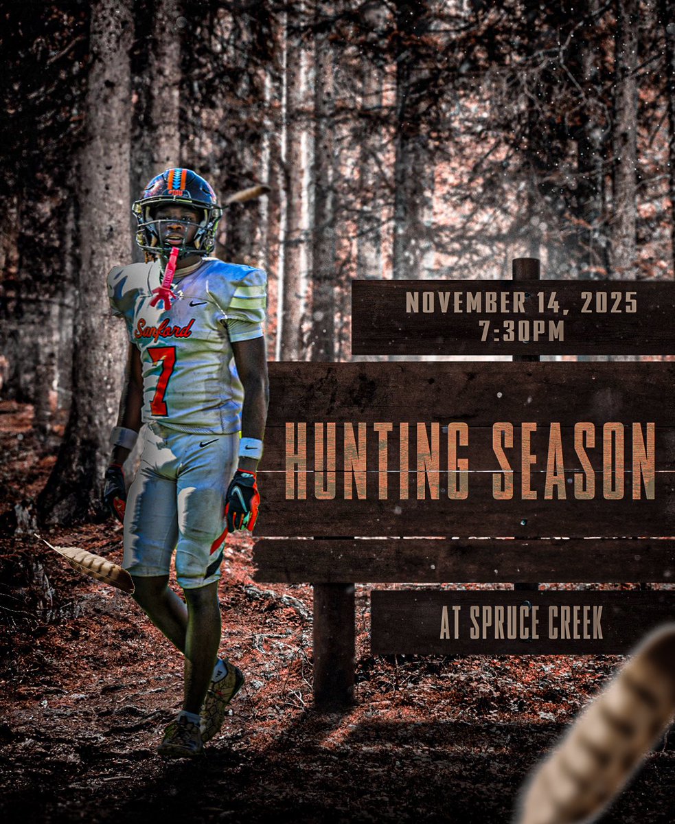 Gameday today for the 1st round of the playoffs at Spruce Creek Hs(Port Orange FL)! We need all of Sanford in the building! The address to the football stadium is 801 Taylor Road, Port Orange, FL 32127. Time to get this W! 🧡🖤🤍🏈🔥 #Bokey #EPStrong