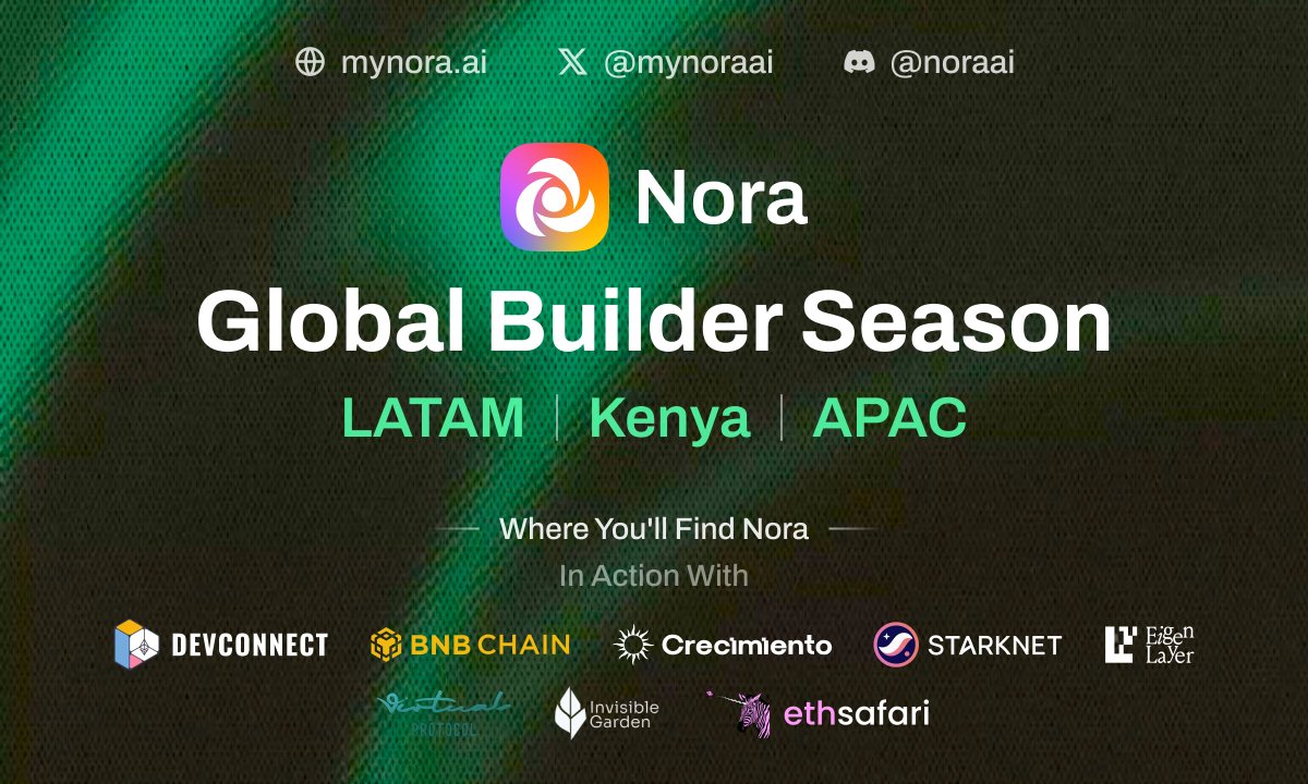 mynoraai's tweet photo. Our expansion isn’t geographic — it’s infrastructural.
We’re bringing accessible AI-native development to builders across continents.

Starting 11/15, we’re launching Nora Global Builder Season — a global showcase of how AI is reshaping Web3. https://t.co/aWGuaUu8TX